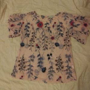 Chenault Mesh Embroidered Top